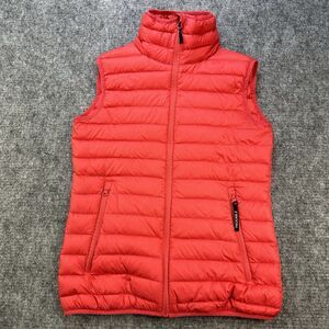 Iceburg Down Vest Women Small Orange Puffer Packable Lightweight Gorp